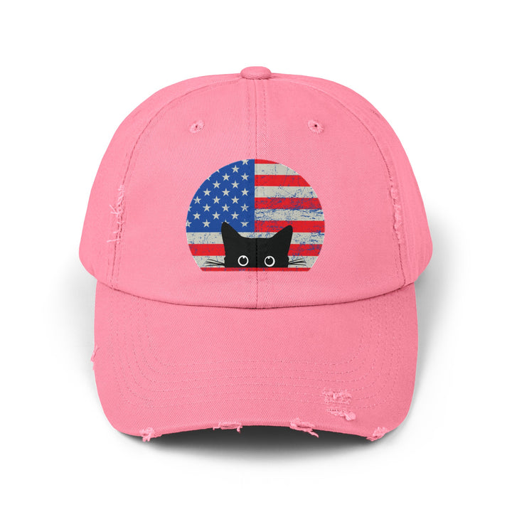 Star Spangled Kitty Unisex Distressed Hat- Happy Little Kitty