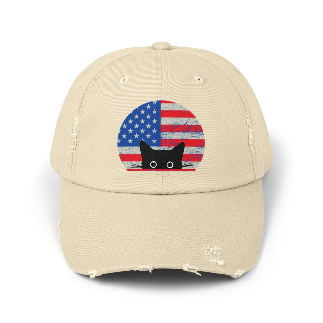 Star Spangled Kitty Unisex Distressed Hat- Happy Little Kitty