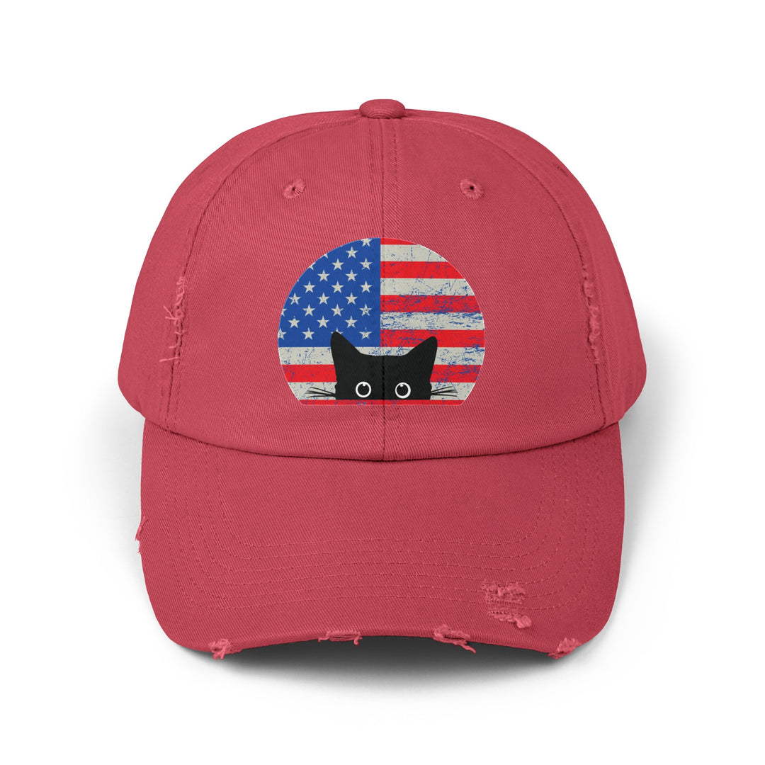 Star Spangled Kitty Unisex Distressed Hat- Happy Little Kitty