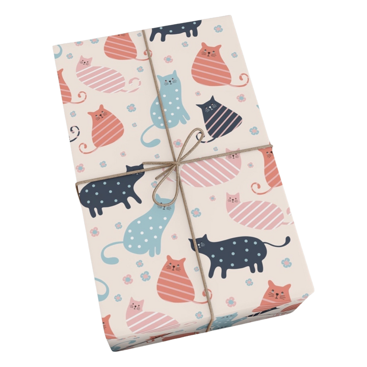 Striped Cat Gift Wrap - Happy Little Kitty