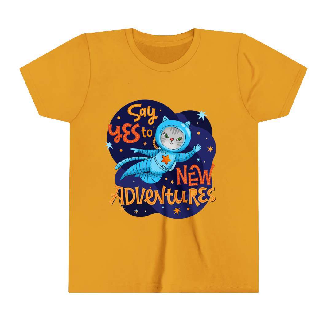 Adventure Kitty Youth Short Sleeve T-Shirt- Happy Little Kitty