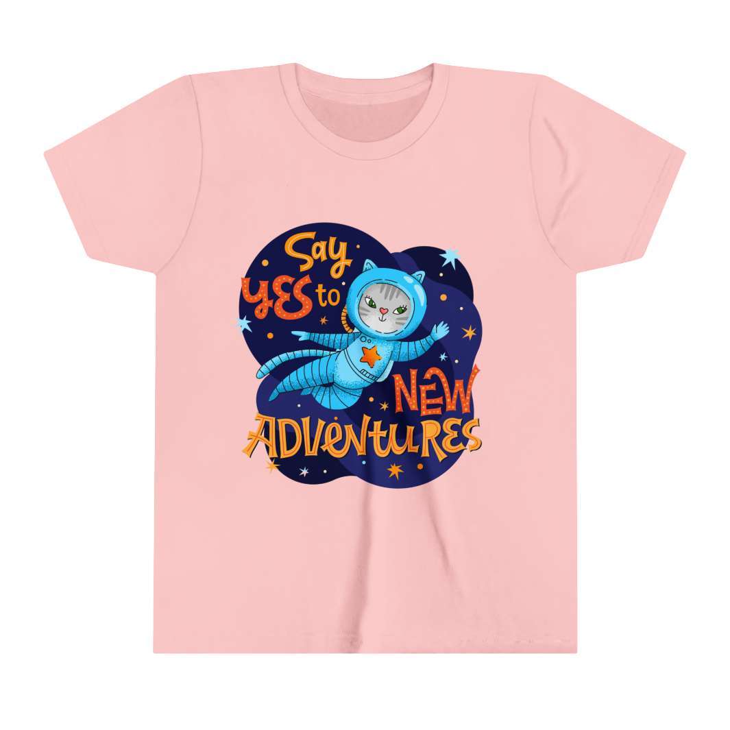 Adventure Kitty Youth Short Sleeve T-Shirt- Happy Little Kitty