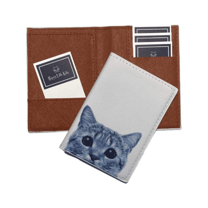 Black and White Cat Passport Cover- Happy Little Kitty