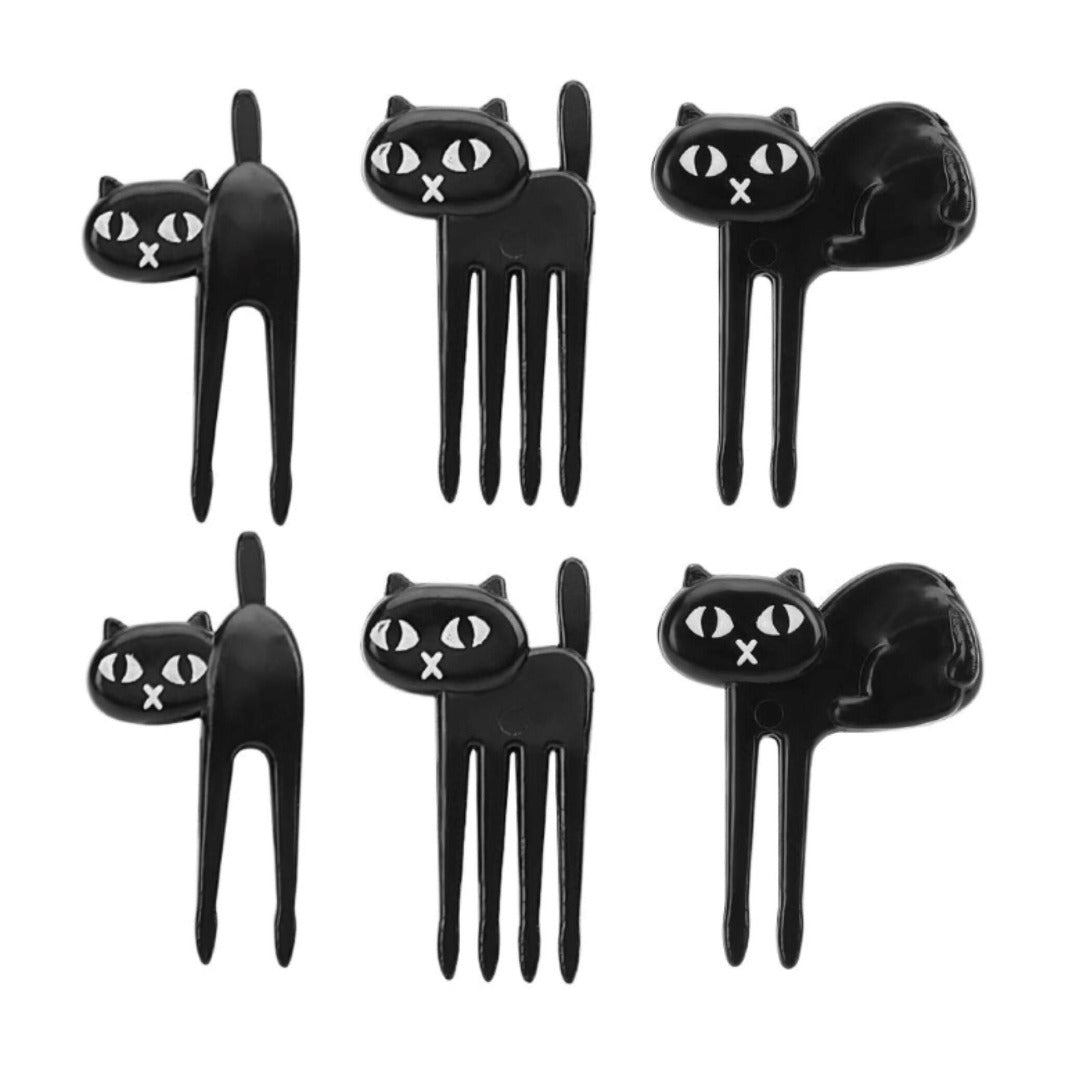 Black Cat Fruit Forks - Happy Little Kitty