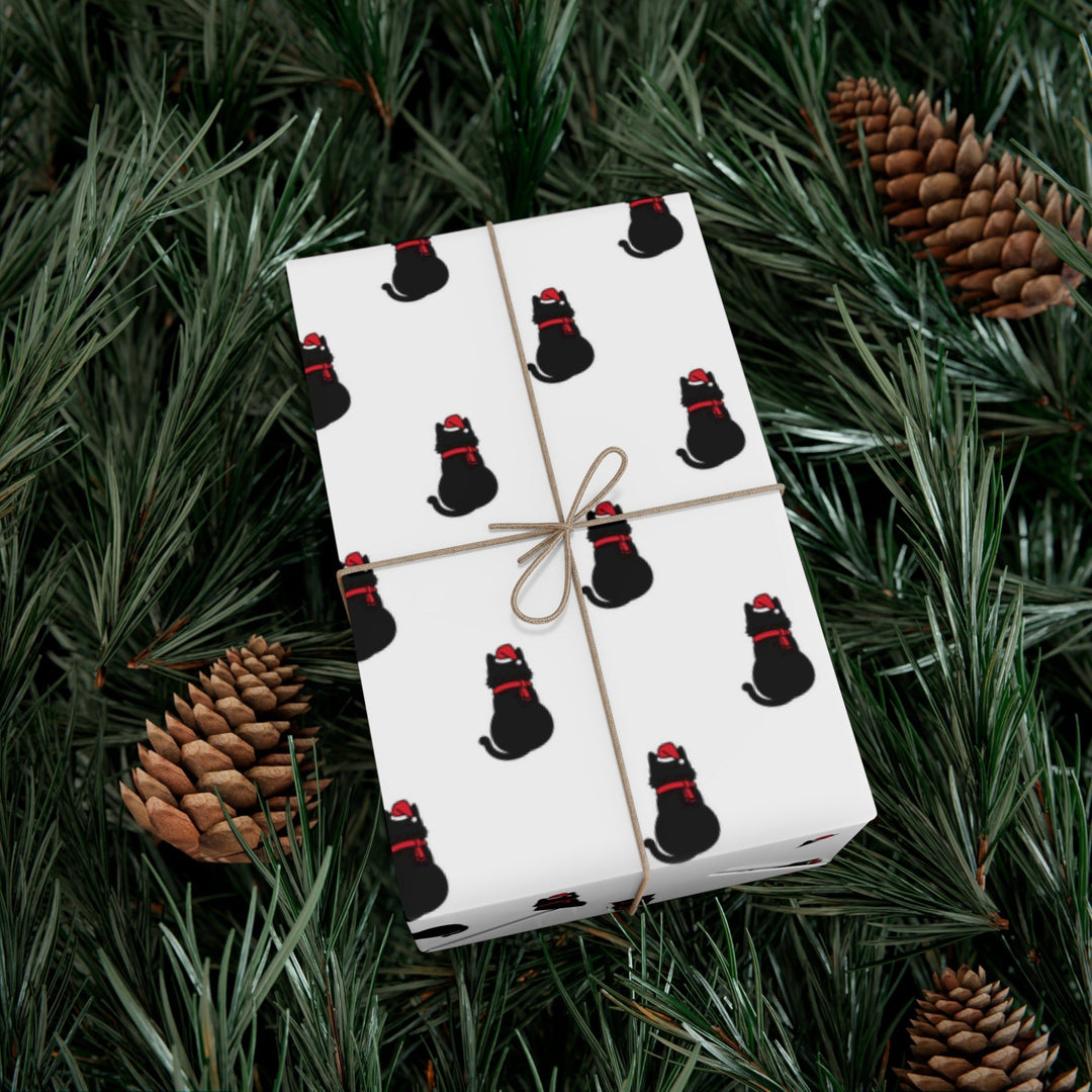 Black Cat in A Santa Hat Gift Wrap