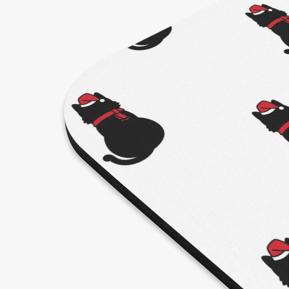 Black Cat in A Santa Hat Mouse Pad - Happy Little Kitty