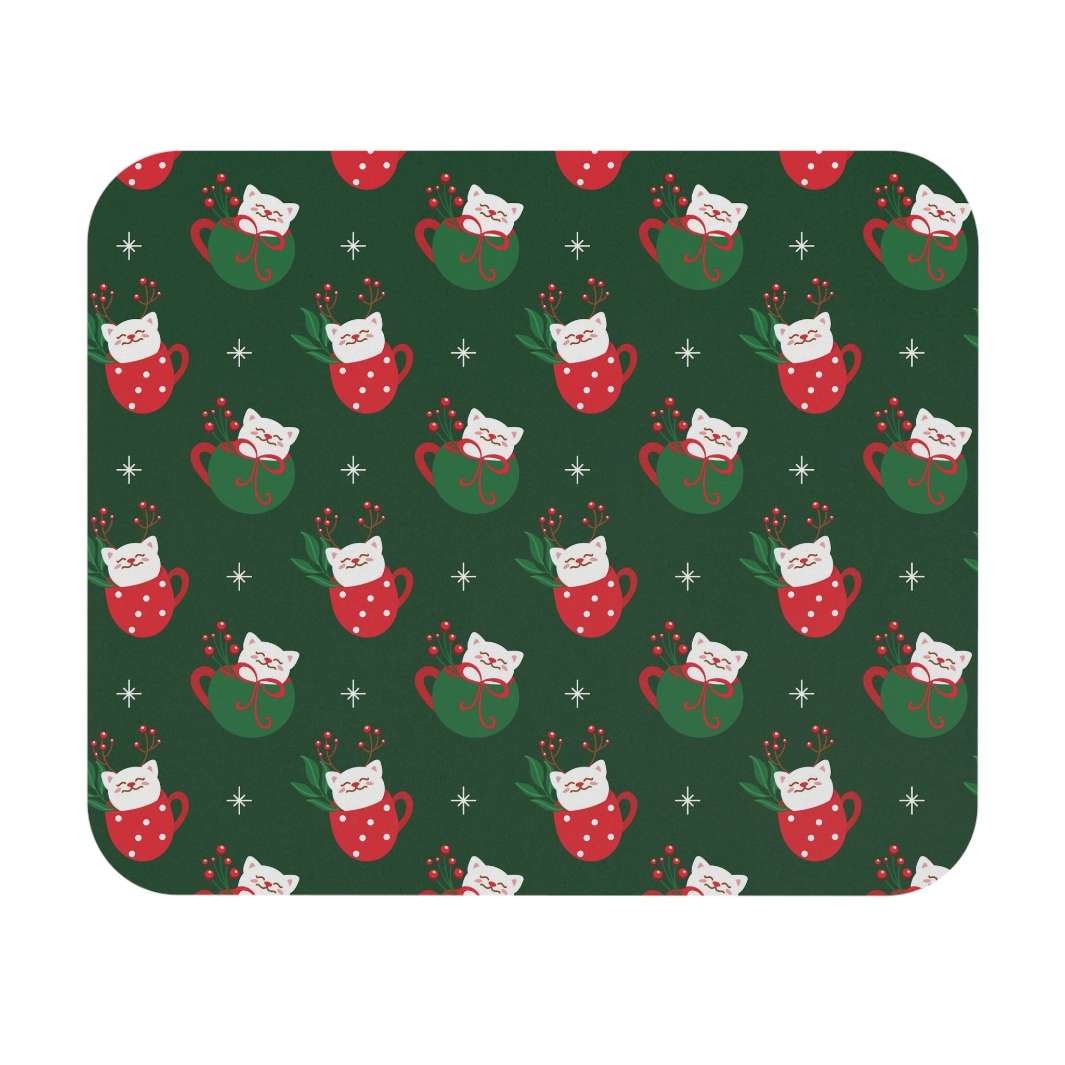 Cat Christmas Cup Mouse Pad - Happy Little Kitty