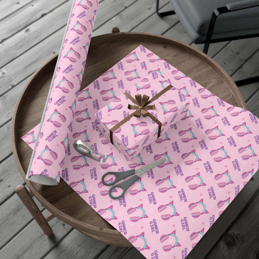 Cat Gamer Girl Gift Wrap - Happy Little Kitty