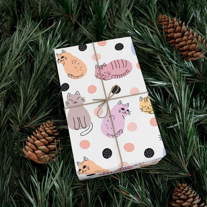 Cats and Dots Gift Wrap - Happy Little Kitty