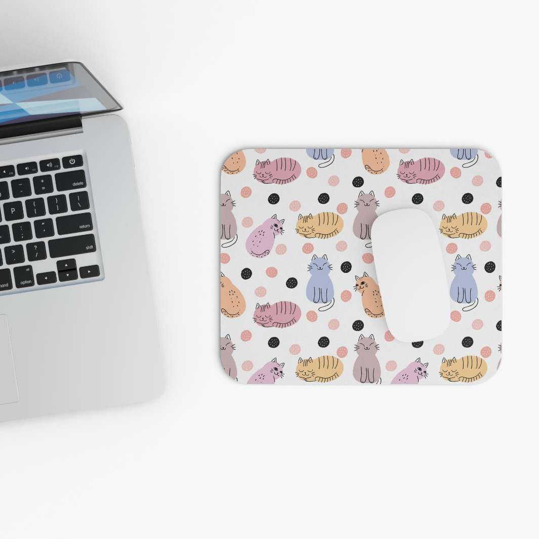 Cats and Dots Mouse Pad - Happy Little Kitty