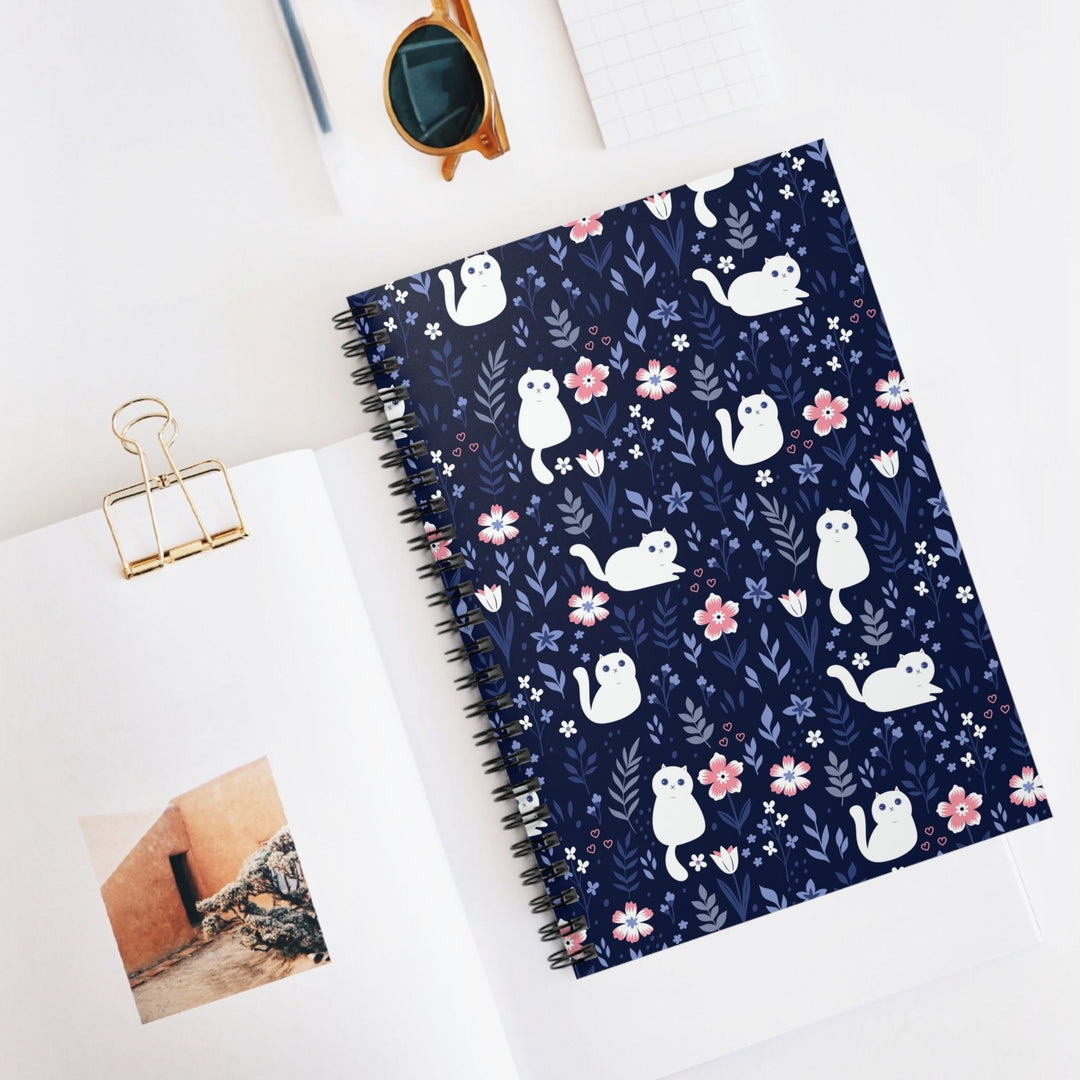 Folk Art Kitty Spiral Notebook - Happy Little Kitty