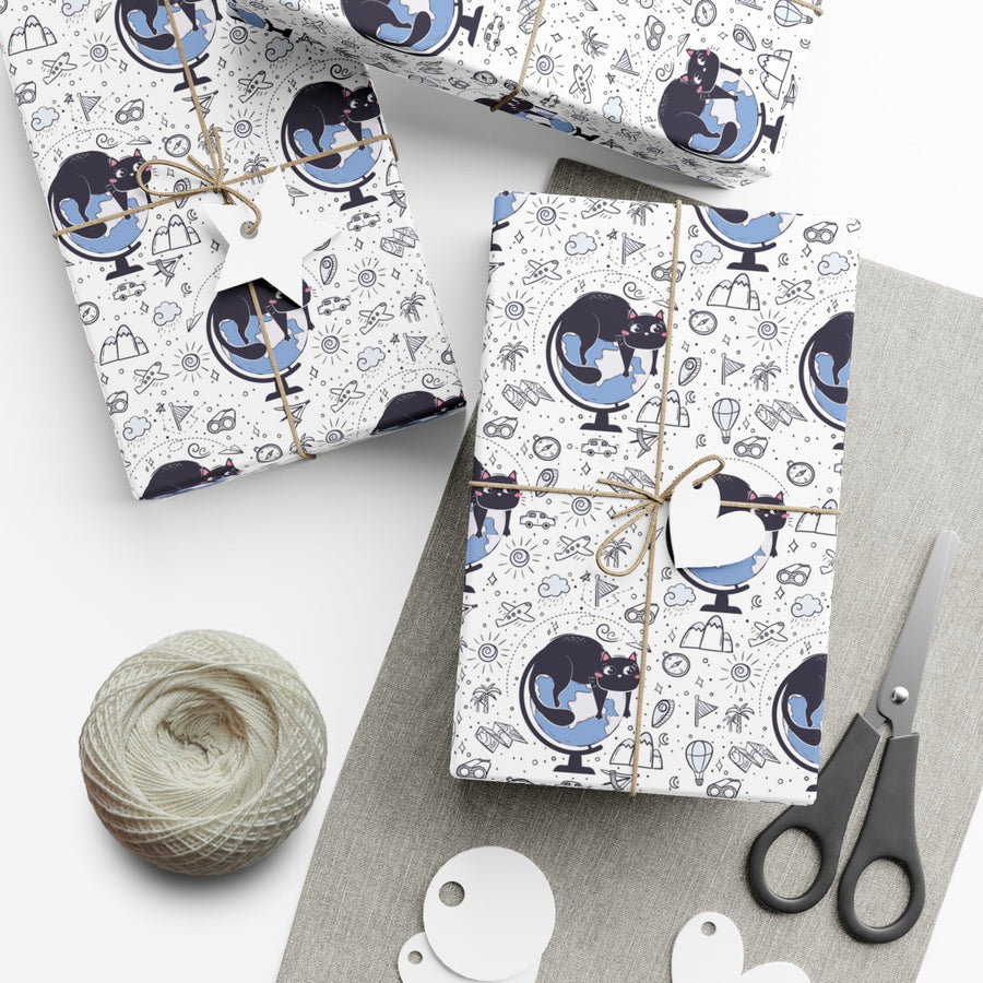 Geography Cat Gift Wrap - Happy Little Kitty