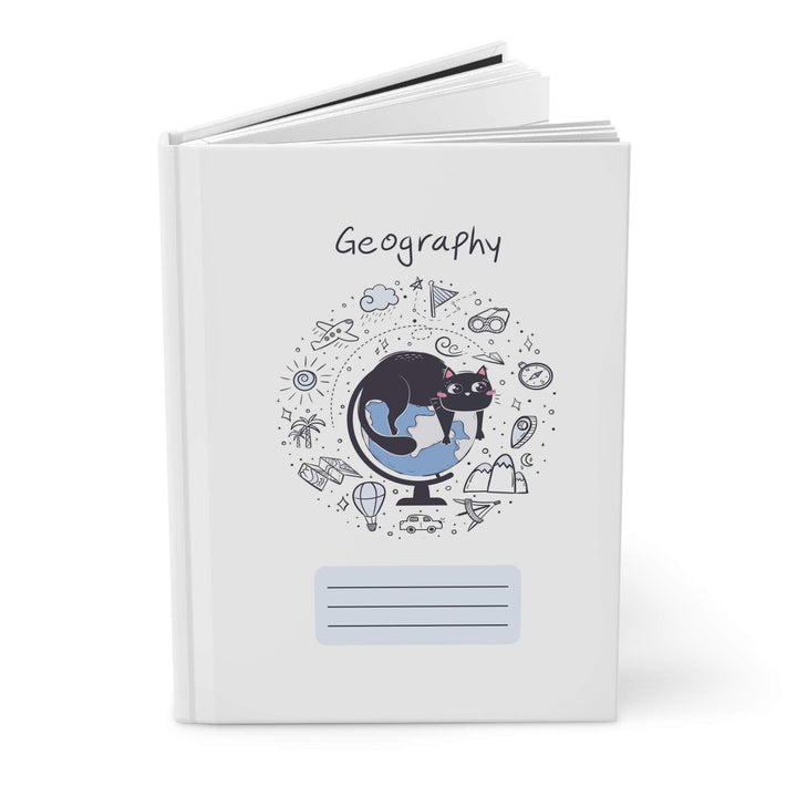 Geography Cat Hardcover Journal - Happy Little Kitty