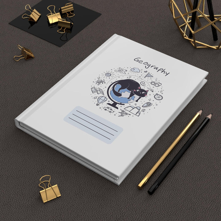 Geography Cat Hardcover Journal - Happy Little Kitty