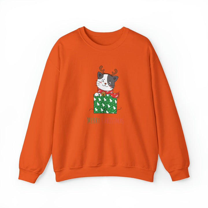 Gift Wrapped Cat Crewneck Sweatshirt - Happy Little Kitty