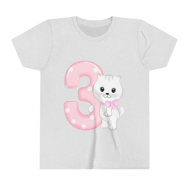 Happy 3rd Birthday Cat Youth Short Sleeve T-Shirt - Happy Little Kitty