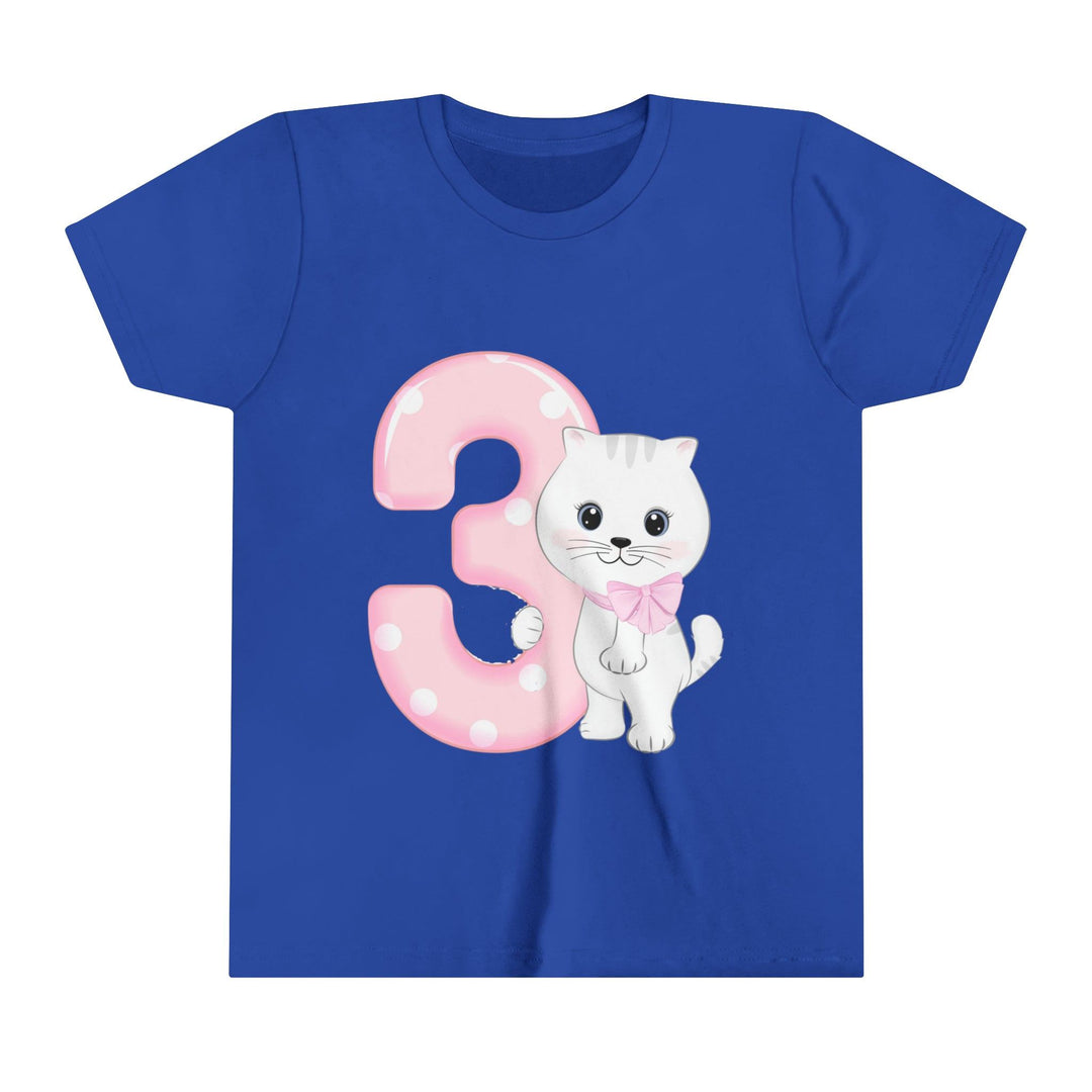 Happy 3rd Birthday Cat Youth Short Sleeve T-Shirt