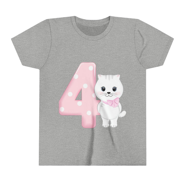 Happy 4th Birthday Cat Youth Short Sleeve T-Shirt - Happy Little Kitty