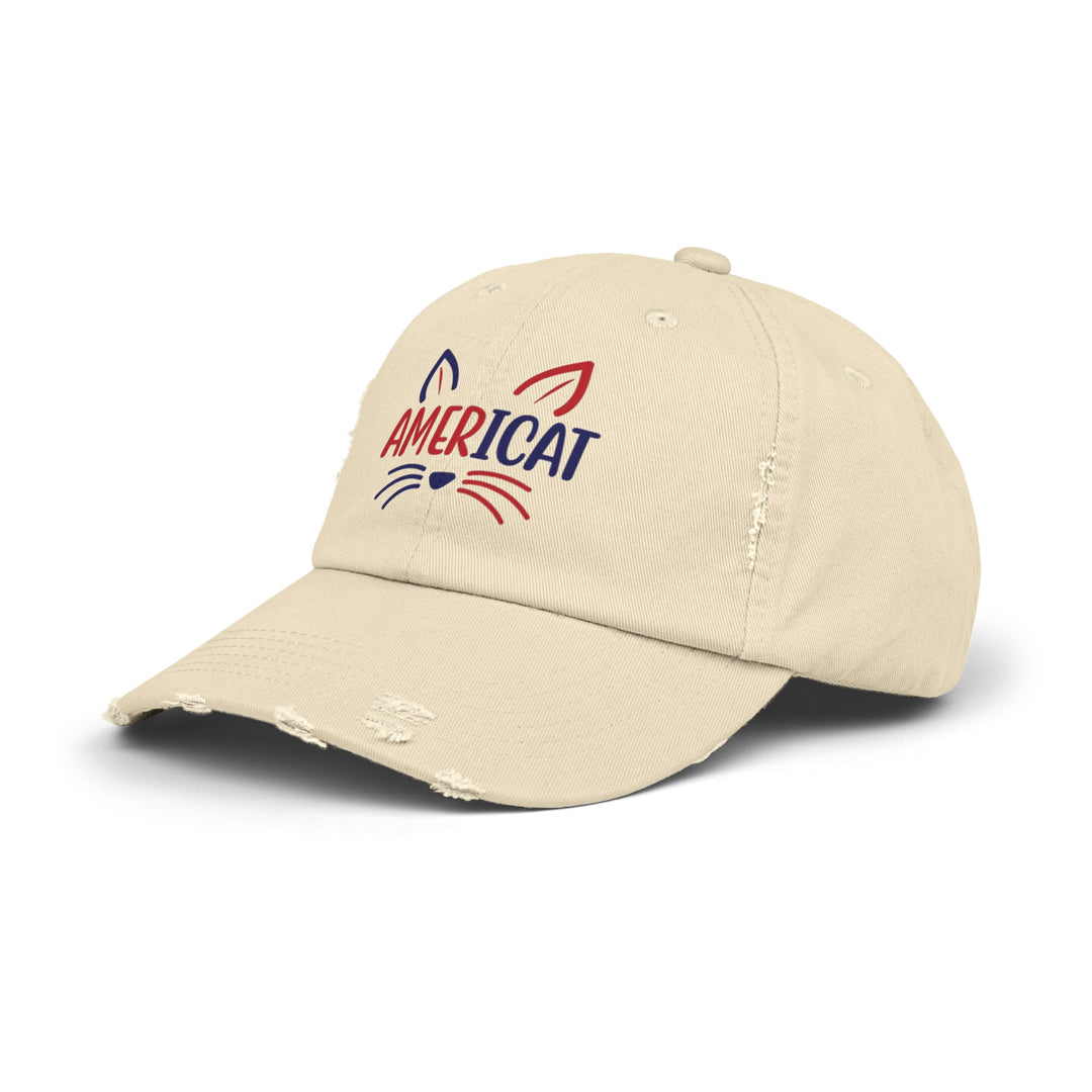 Americat Unisex Distressed Hat- Happy Little Kitty