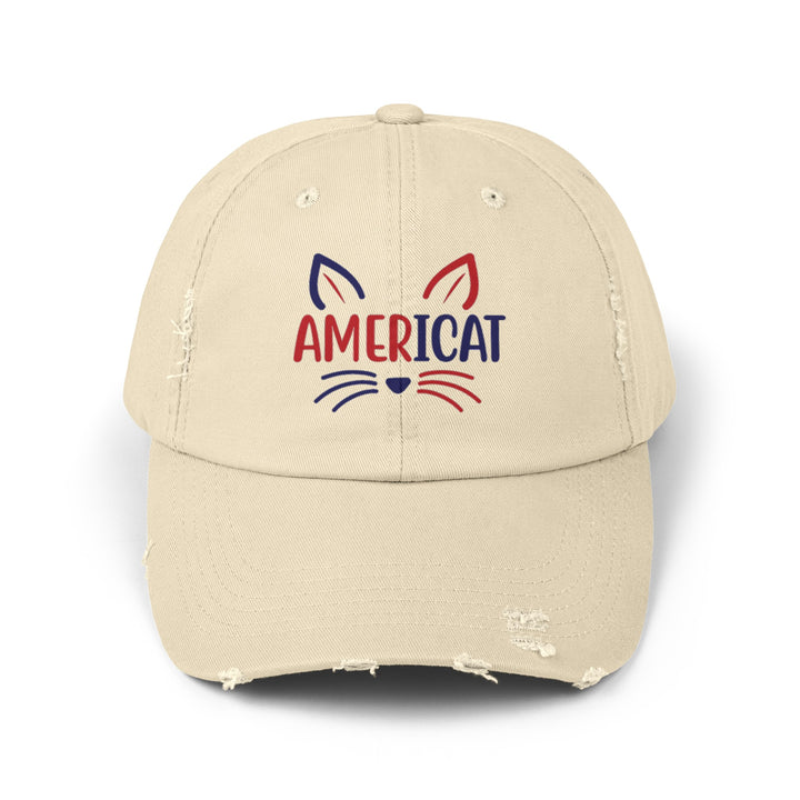 Americat Unisex Distressed Hat- Happy Little Kitty