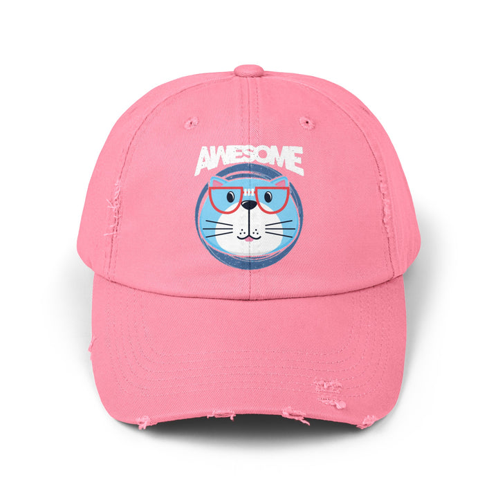 Awesome Cat Unisex Distressed Hat- Happy Little Kitty