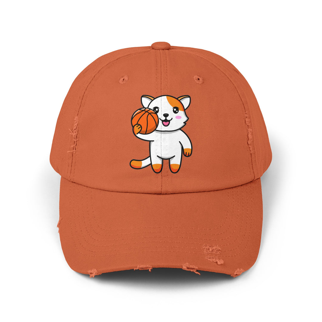 Basketball Cat Distressed Hat- Happy Little Kitty