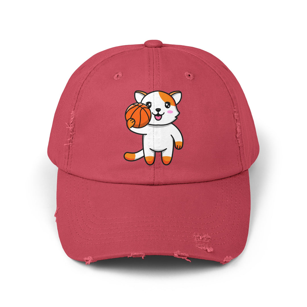 Basketball Cat Distressed Hat- Happy Little Kitty