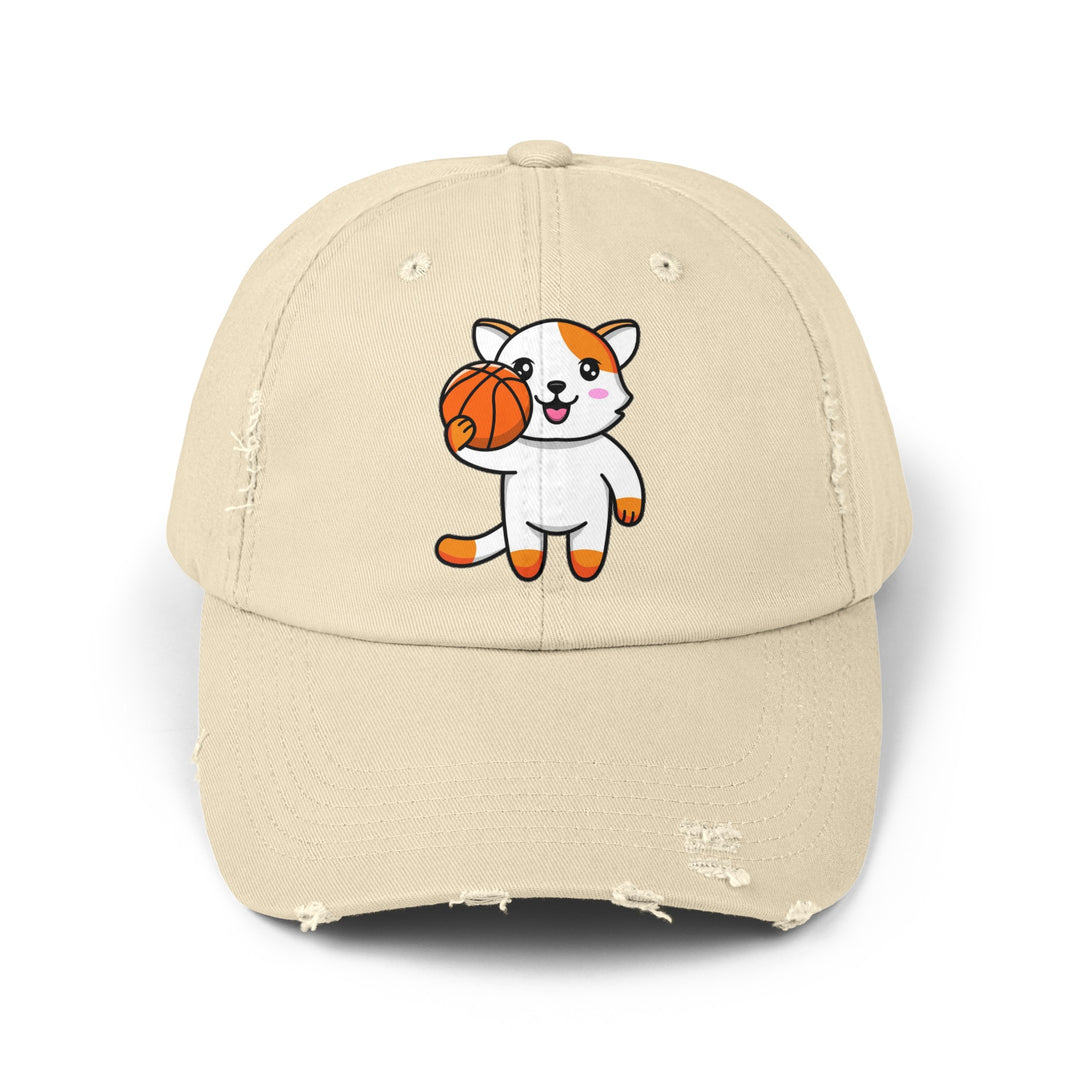 Basketball Cat Distressed Hat- Happy Little Kitty