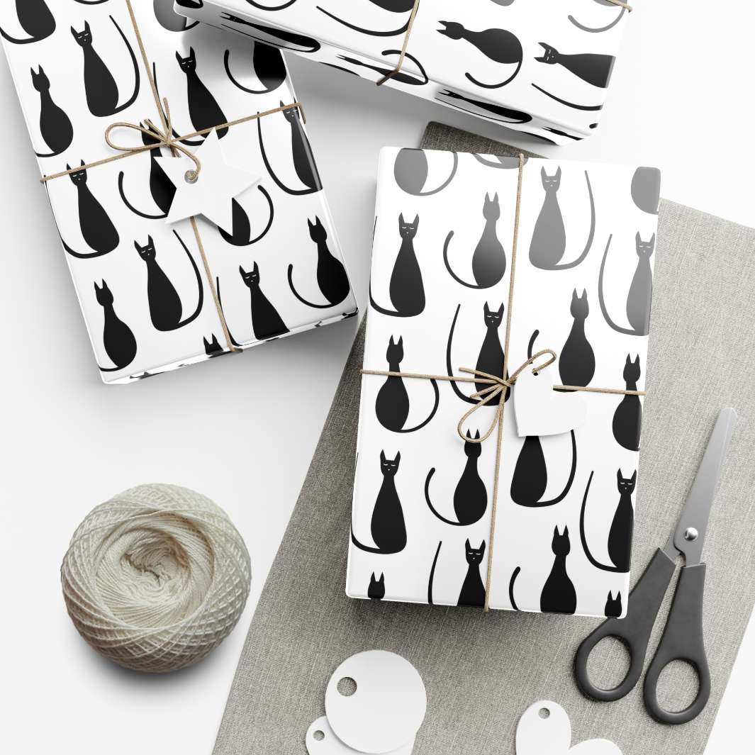 Black Cat Bliss Gift Wrap - Happy Little Kitty