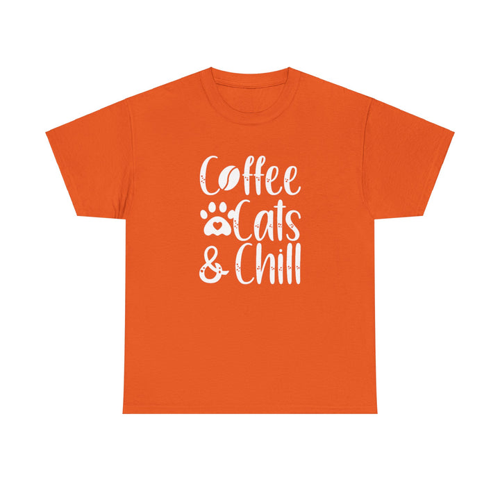 Coffee Cats and Chill Cotton Tee- Happy Little Kitty