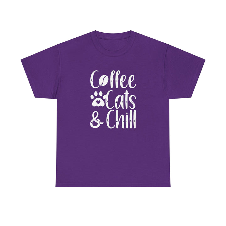 Coffee Cats and Chill Cotton Tee- Happy Little Kitty