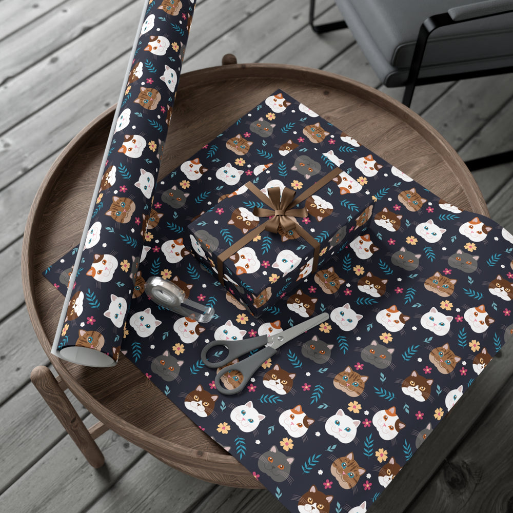 Dark Whisker Delight Gift Wrap - Happy Little Kitty