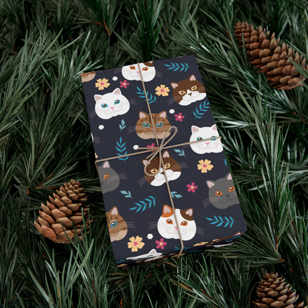 Dark Whisker Delight Gift Wrap - Happy Little Kitty