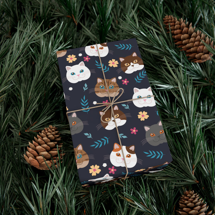 Dark Whisker Delight Gift Wrap - Happy Little Kitty