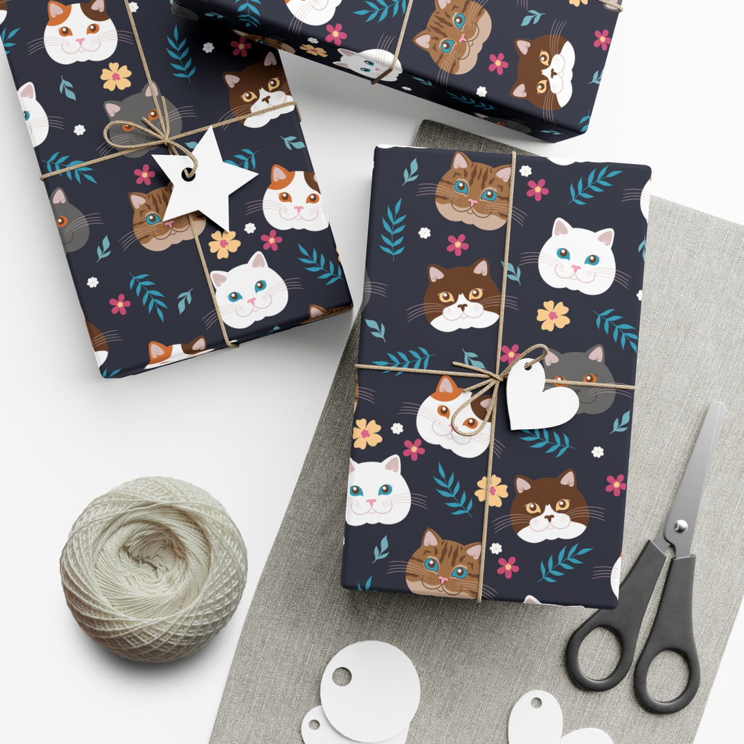 Dark Whisker Delight Gift Wrap - Happy Little Kitty