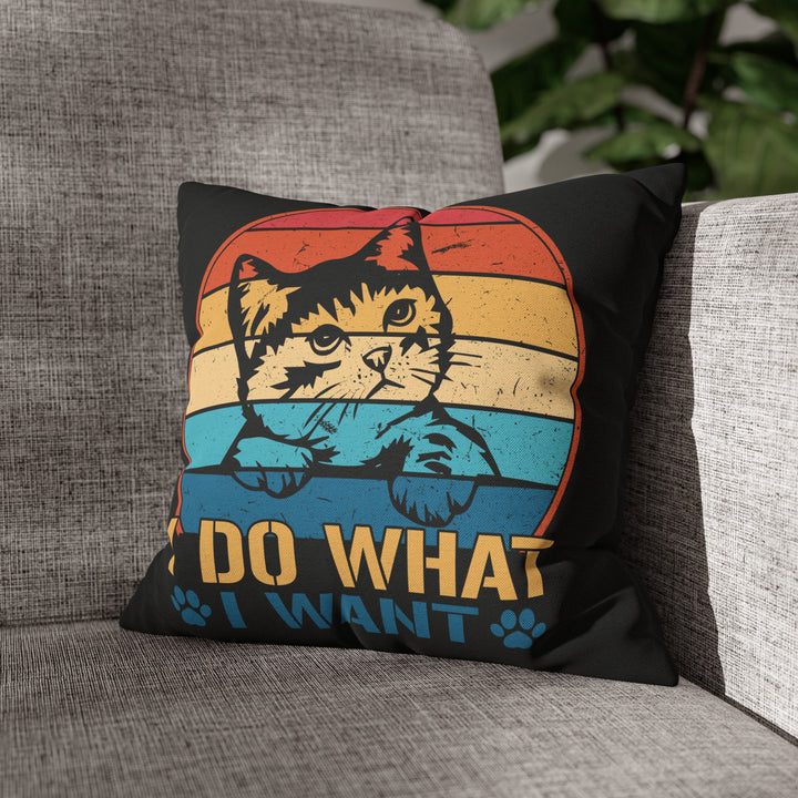 Do What I Want Square Pillow - Happy Little Kitty