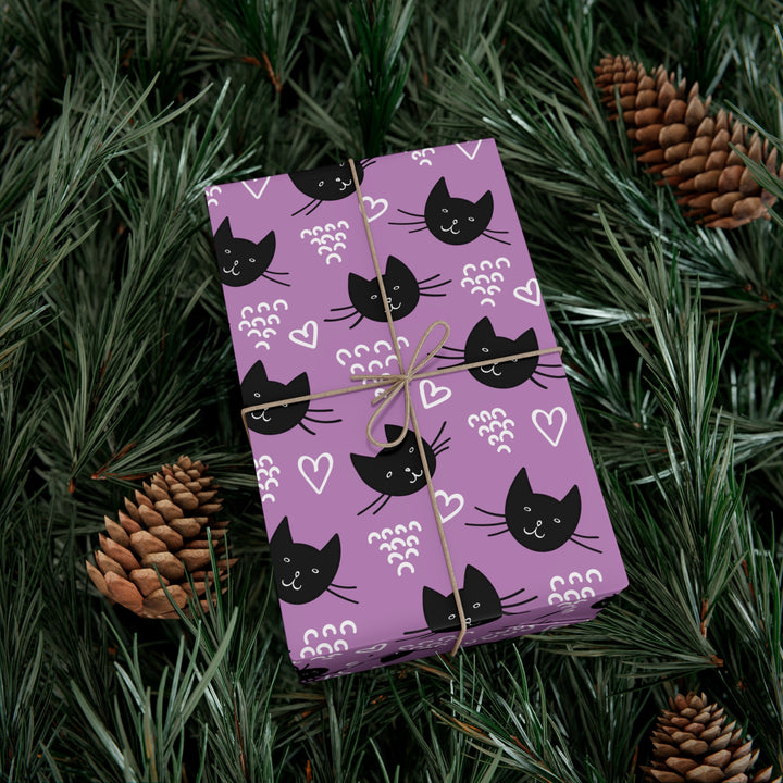 Hearts and Whiskers Gift Wrap- Happy Little Kitty