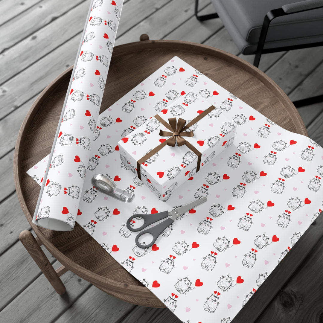 Love-Struck Kitty Gift Wrap- Happy Little Kitty