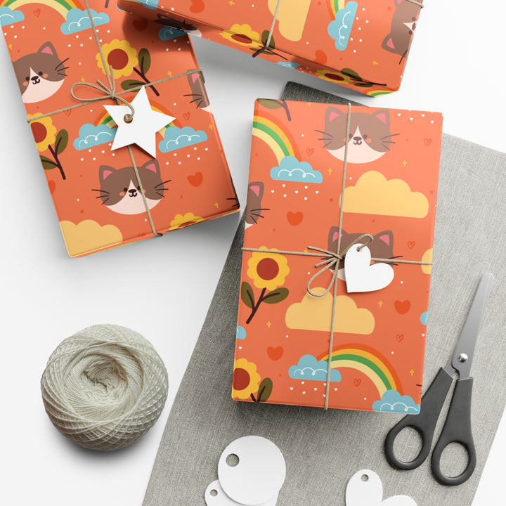 Meowgical Rainbow Gift Wrap- Happy Little Kitty