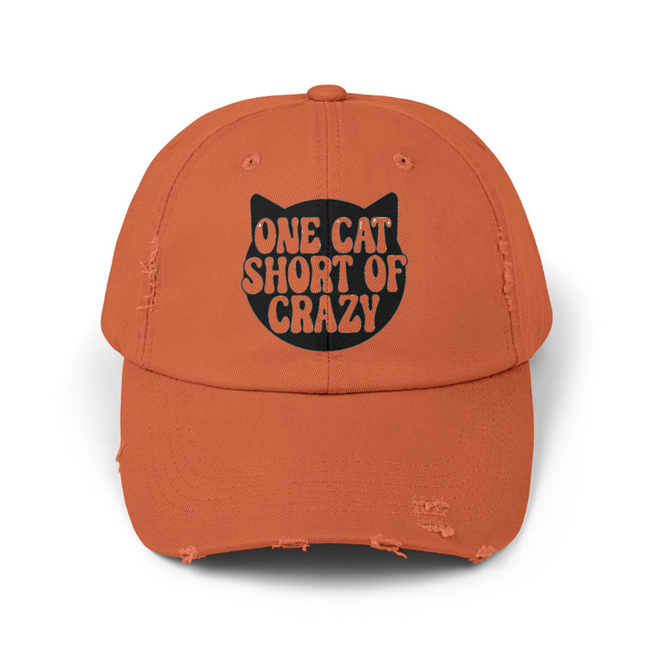 One Cat Short of Crazy Unisex Distressed Hat- Happy Little Kitty