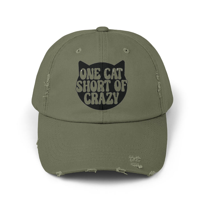 One Cat Short of Crazy Unisex Distressed Hat- Happy Little Kitty