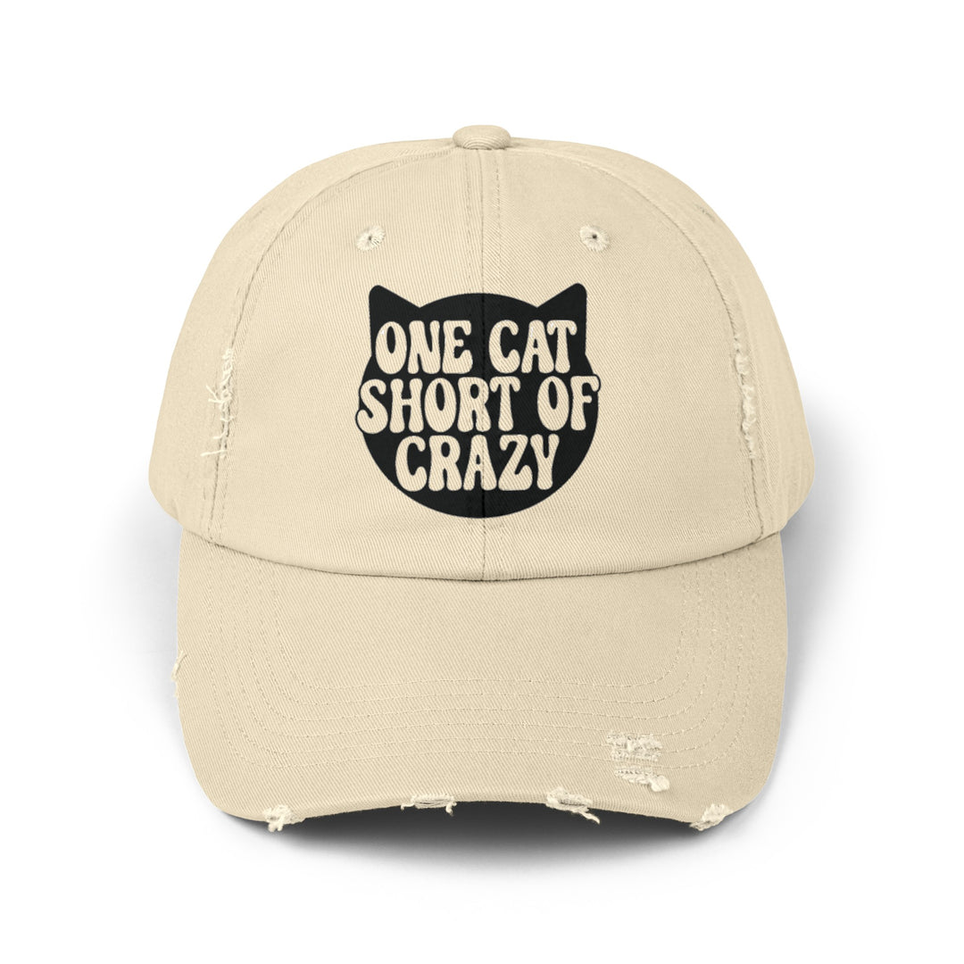 One Cat Short of Crazy Unisex Distressed Hat- Happy Little Kitty