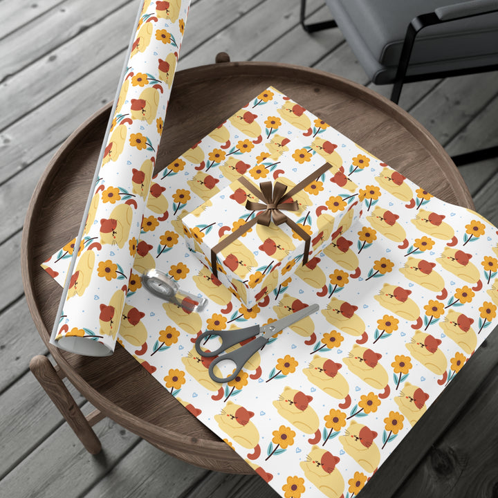 Paws and Petals Gift Wrap- Happy Little Kitty