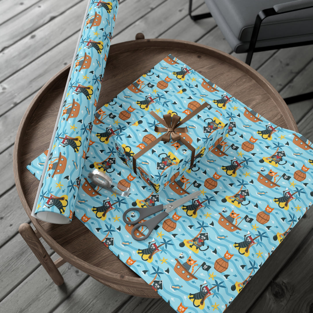 Pirate Cat Gift Wrap - Happy Little Kitty