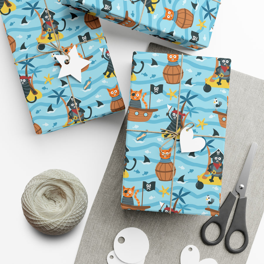 Pirate Cat Gift Wrap - Happy Little Kitty