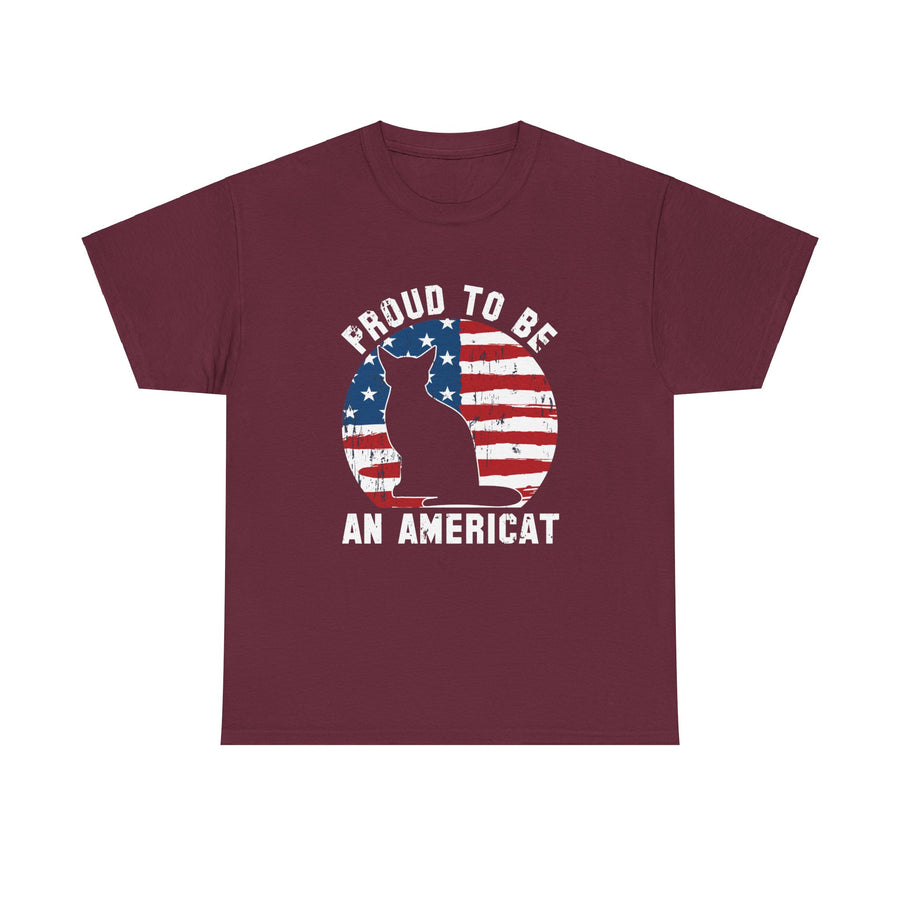 Proud to Be An Americat Cotton Tee- Happy Little Kitty