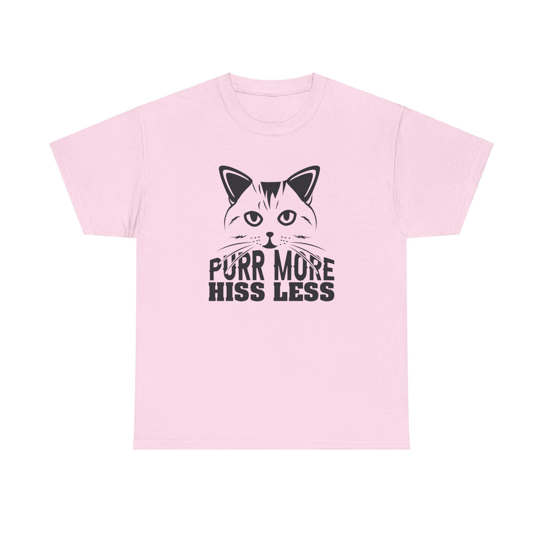 Purr More Hiss Less Cotton Tee - Happy Little Kitty