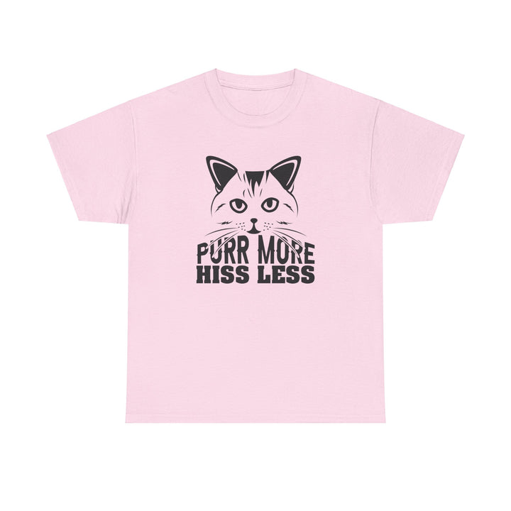 Purr More Hiss Less Cotton Tee - Happy Little Kitty