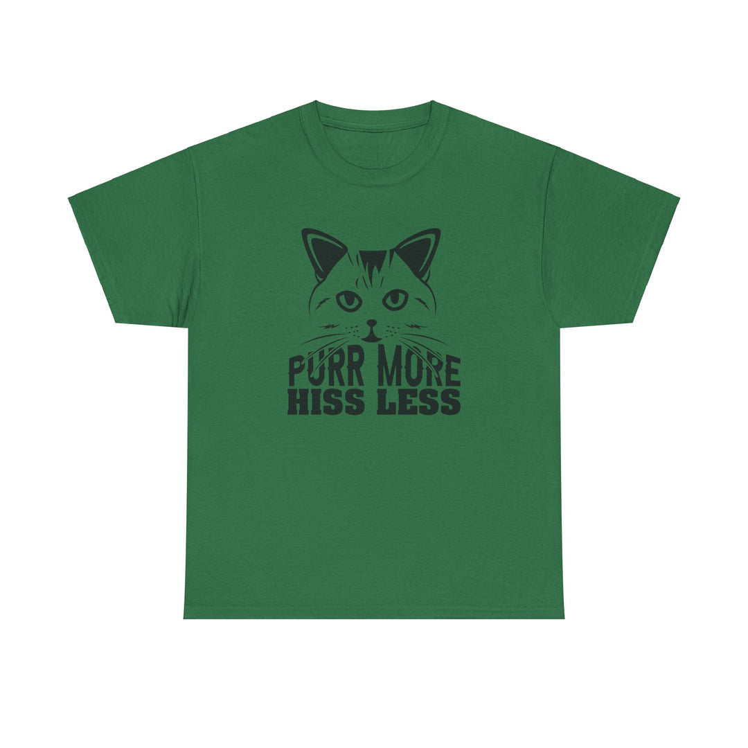 Purr More Hiss Less Cotton Tee - Happy Little Kitty