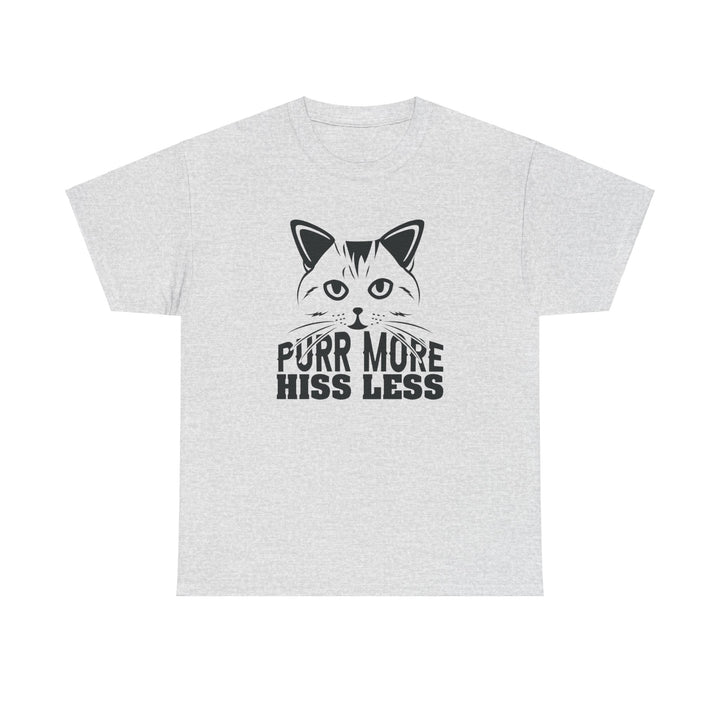 Purr More Hiss Less Cotton Tee - Happy Little Kitty